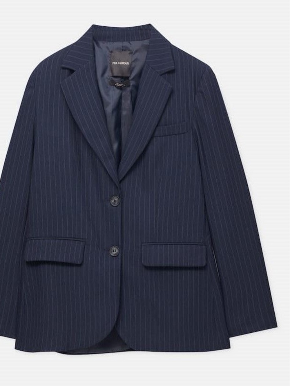 Pull&Bear Navy Pinstripe Blazer 2-Button Notch Lapel New With Tags | Size Medium